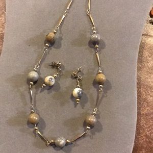 Handcrafted necklace and earrings in earth tones